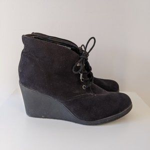 Merona Black Faux Suede Wedge Booties Size 11